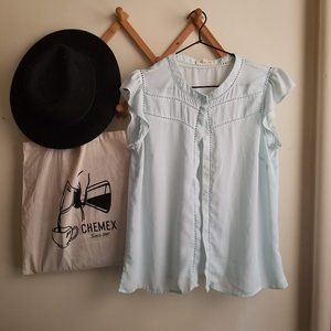 Maison Jules • Button Up Light Blue Top